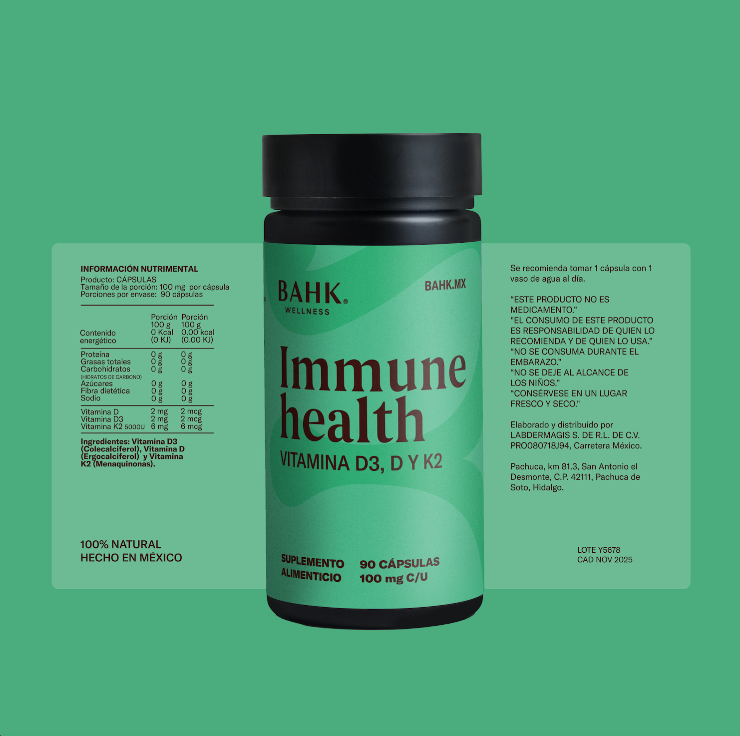 Inmune Health | Vitamina D3, D y K2 (100mg c/u)